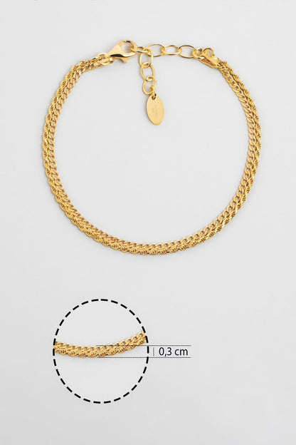 Italyan Elena 18 Ayar Sarı Altın Kaplama 19 Cm Gümüş Bileklik 5160484499