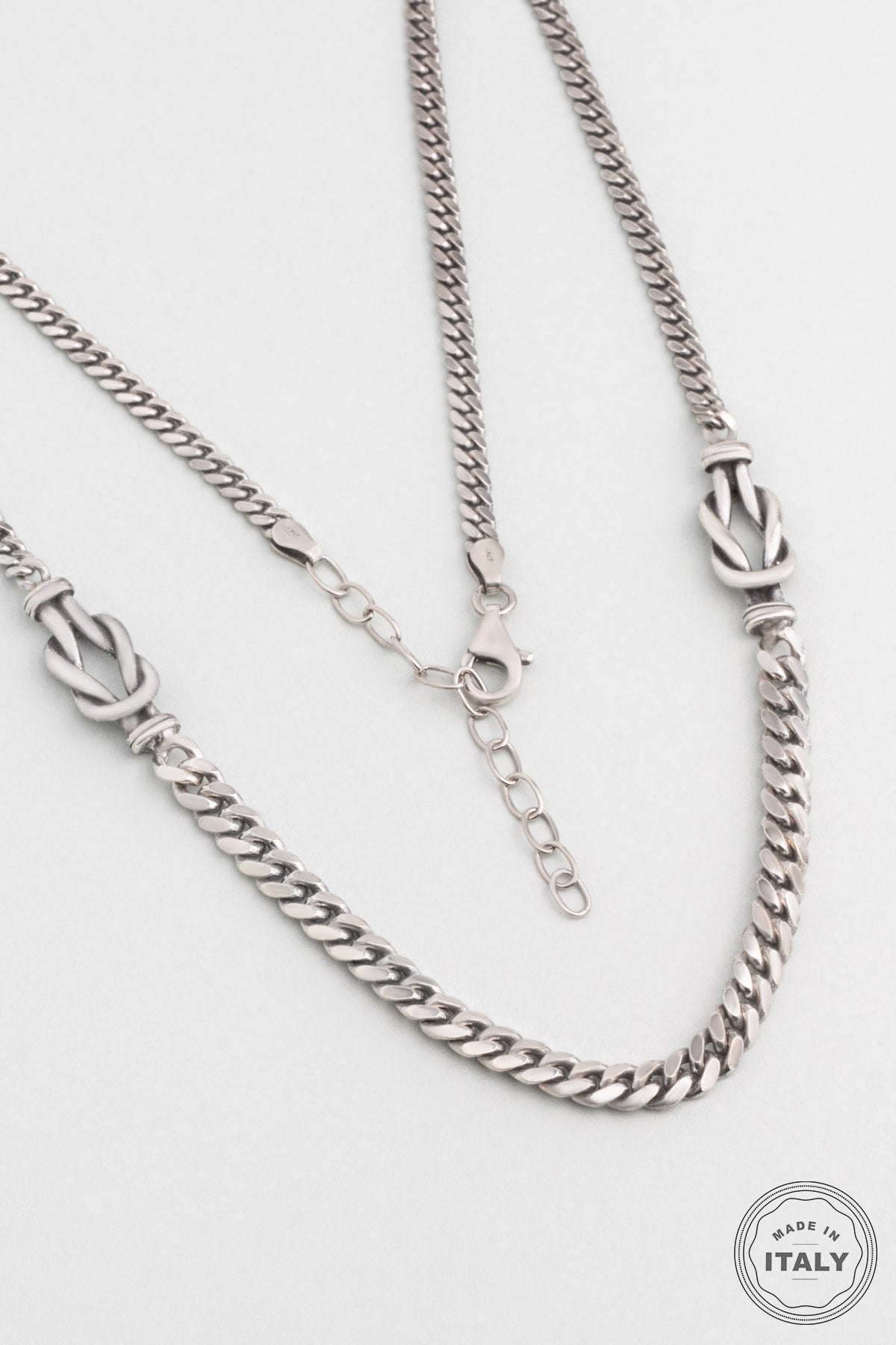 Italyan Tasarım Düğüm Detaylı 55 Cm Gümüş Erkek Kolye 5160514299