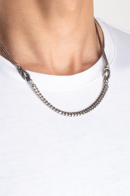 Italyan Tasarım Düğüm Detaylı 55 Cm Gümüş Erkek Kolye 5160514299