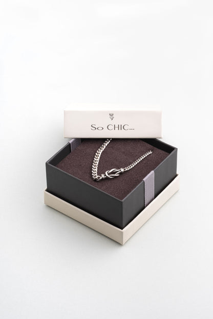 Italyan Tasarım Düğüm Detaylı 55 Cm Gümüş Erkek Kolye 5160514299