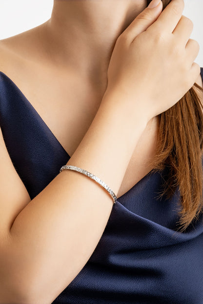 Modern Tasarım 18 Ayar Beyaz Altın Kaplama Gümüş Kelepçe Bileklik 5160849999