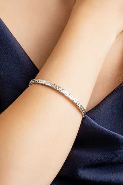 Modern Tasarım 18 Ayar Beyaz Altın Kaplama Gümüş Kelepçe Bileklik 5160849999