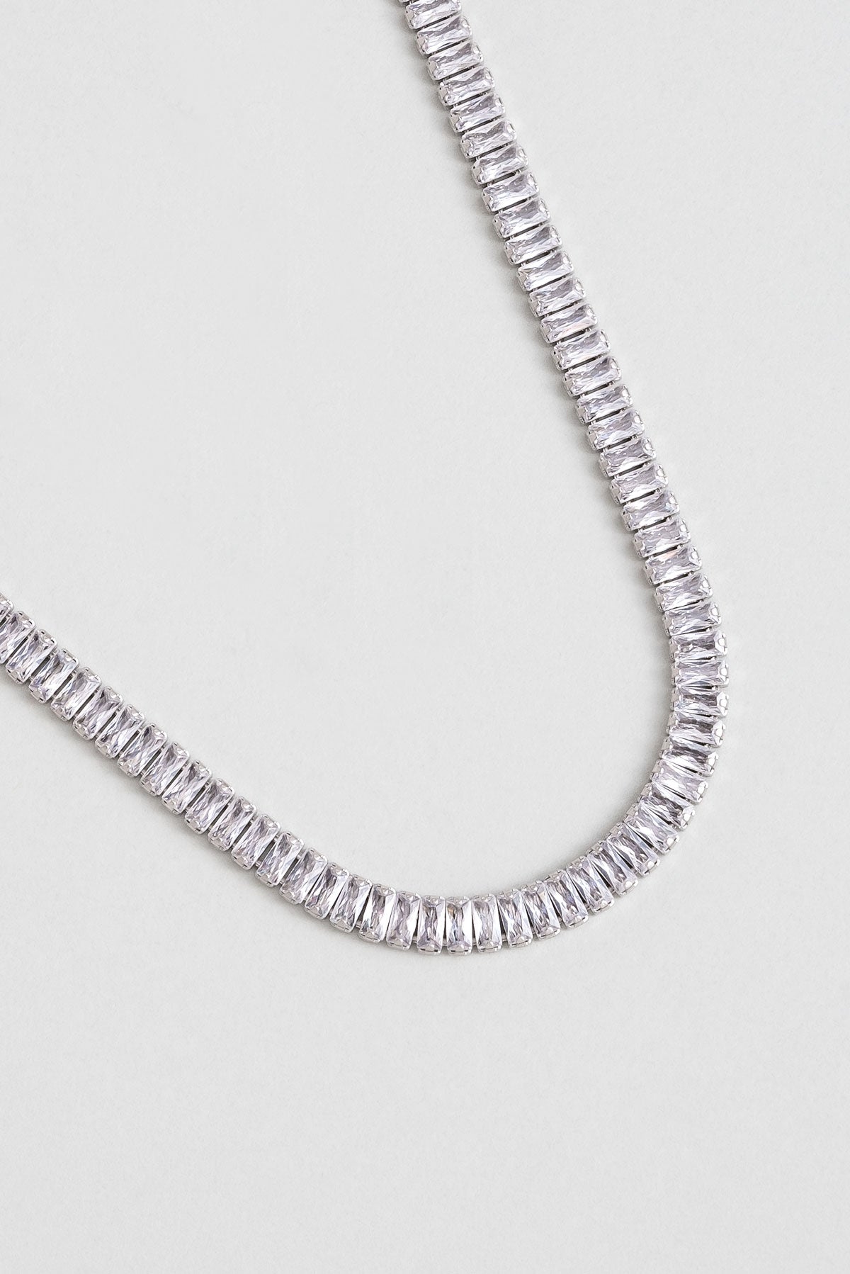 Baget Işıltısı 18 Ayar Beyaz Altın Kaplama Ayarlanabilir Gümüş Choker Kolye 5160870199