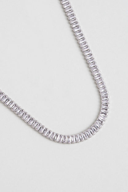 Baget Işıltısı 18 Ayar Beyaz Altın Kaplama Ayarlanabilir Gümüş Choker Kolye 5160870199