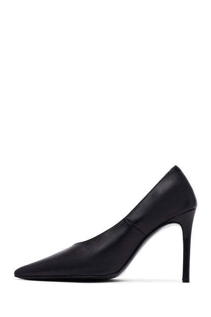 Kadın Siyah Ince Topuklu Deri Stiletto