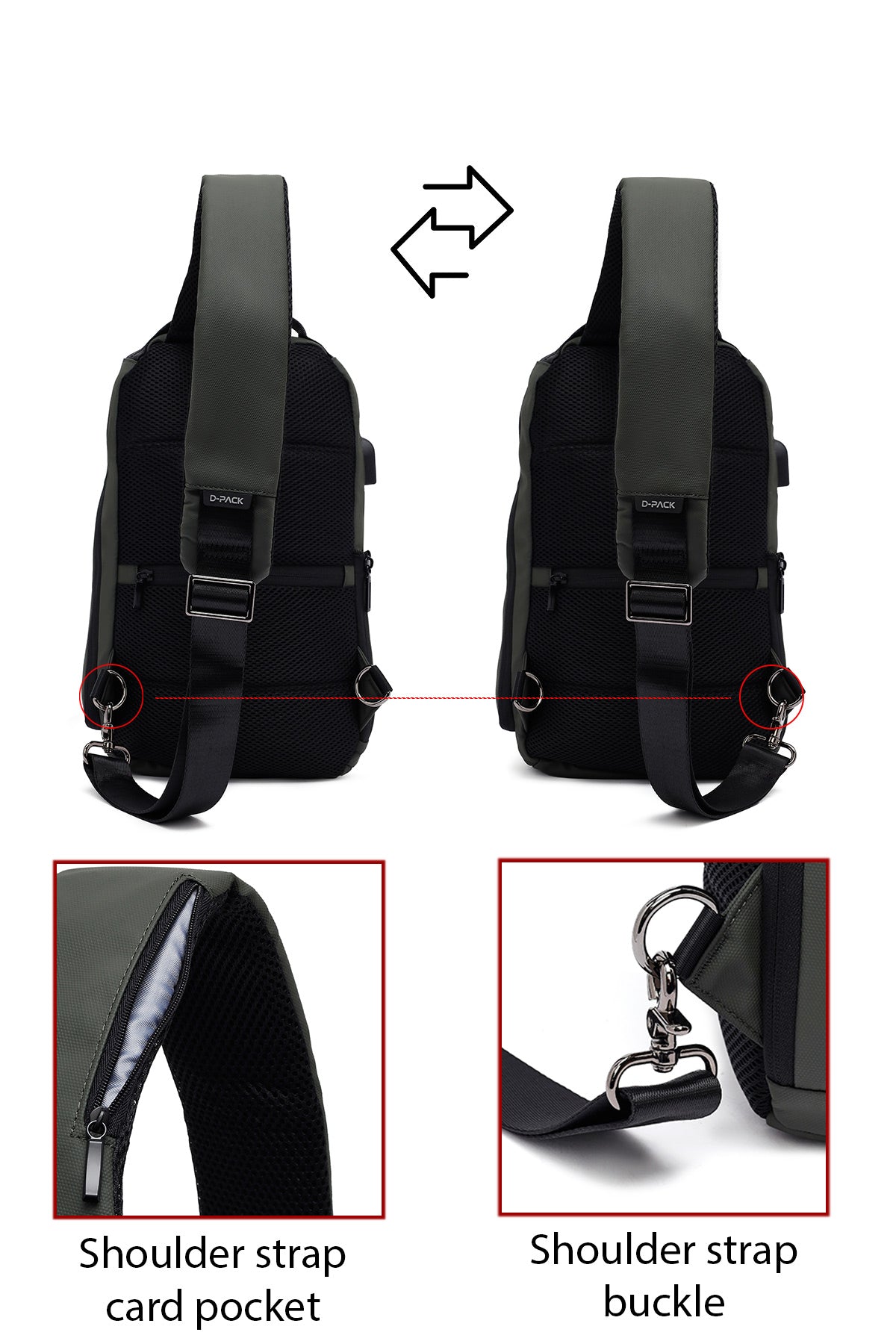 D-pack Erkek Haki Teknolojik Kumaş Çapraz Çanta
