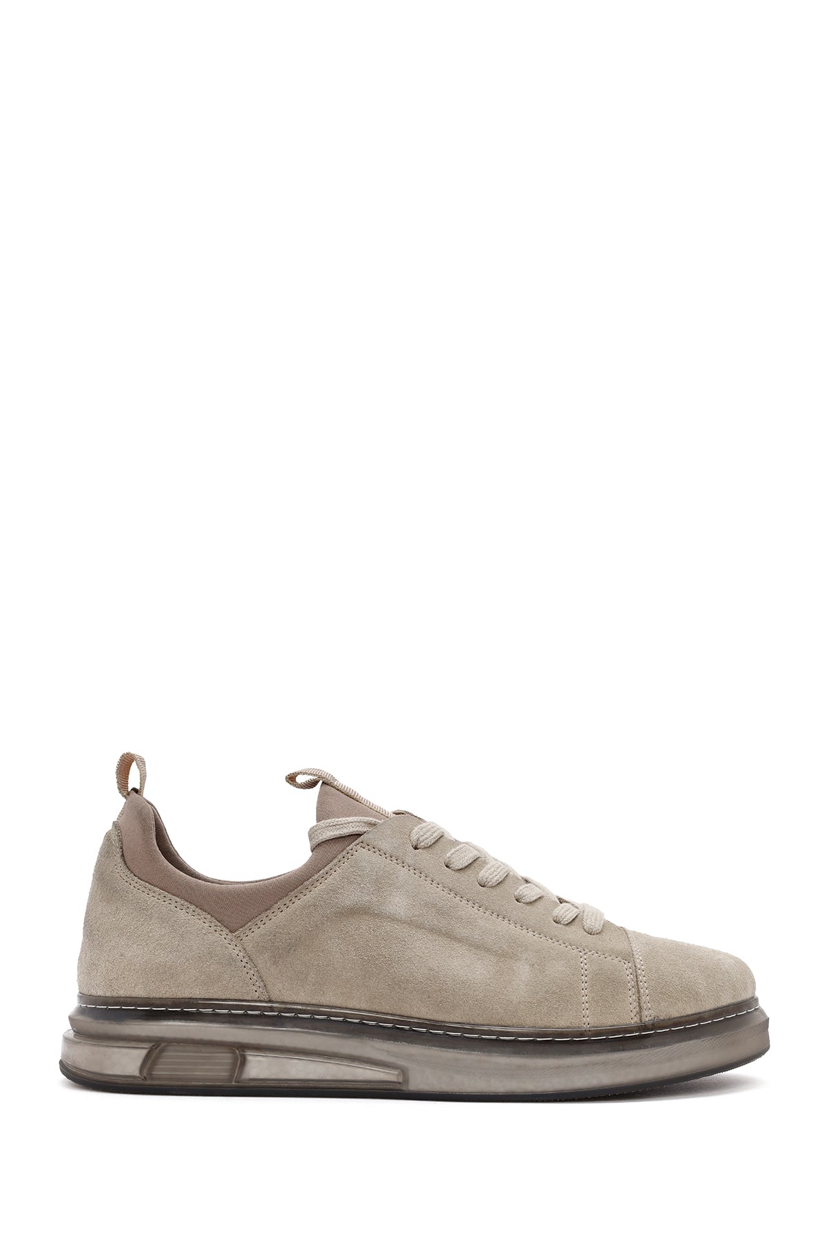 Erkek Bej Bağcıklı Süet Deri Sneaker