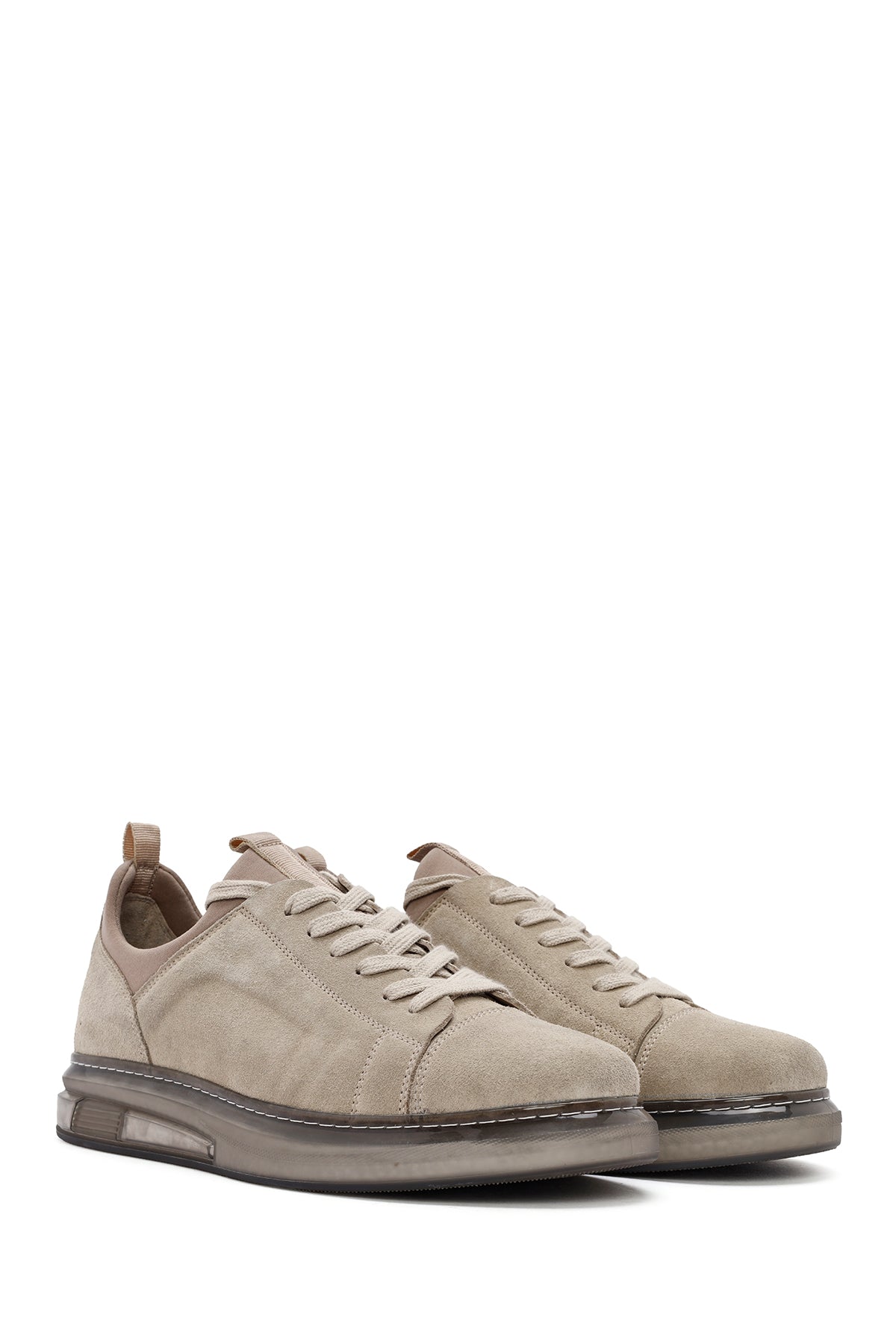 Erkek Bej Bağcıklı Süet Deri Sneaker