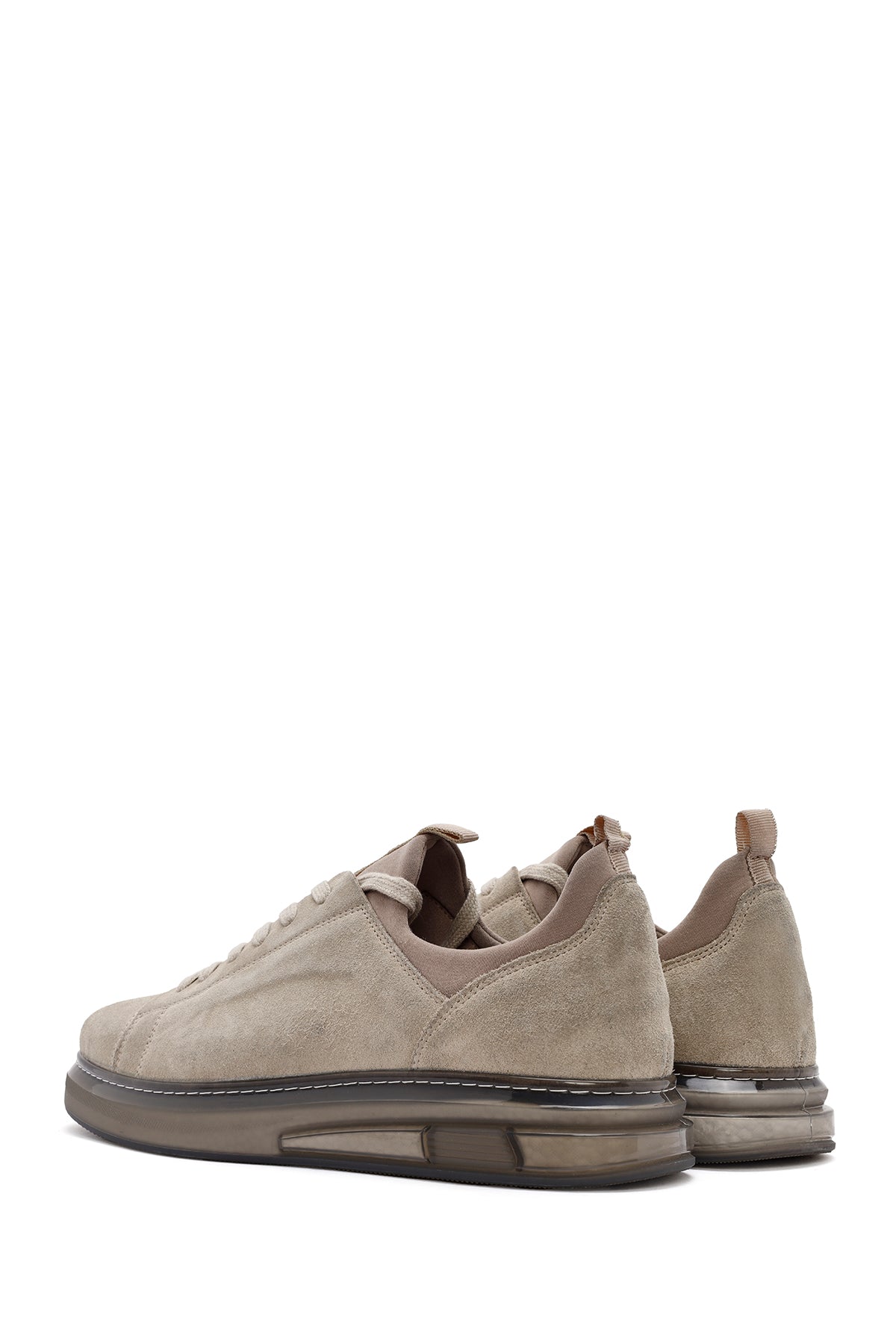Erkek Bej Bağcıklı Süet Deri Sneaker