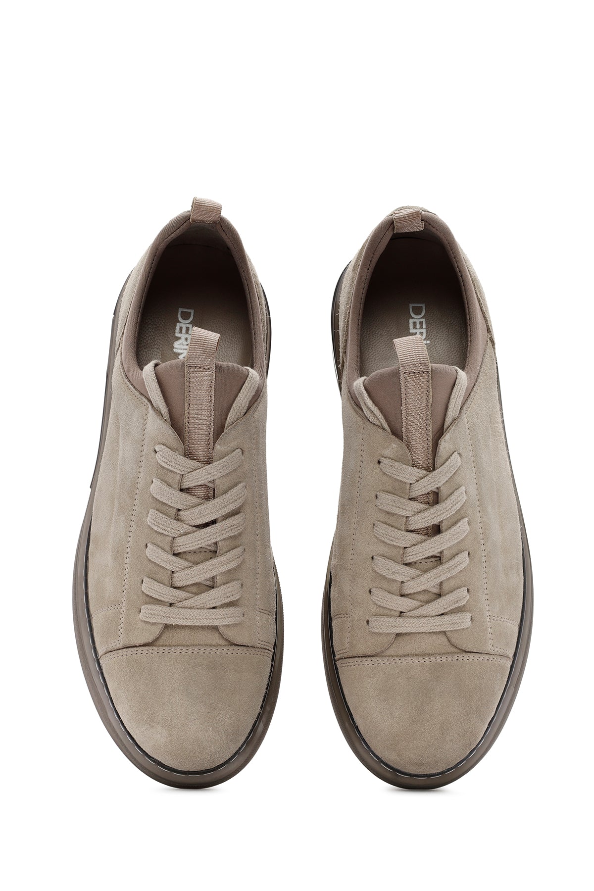 Erkek Bej Bağcıklı Süet Deri Sneaker