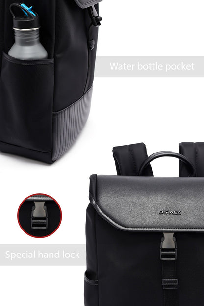 D-pack Erkek Siyah Deri Sırt Çantası