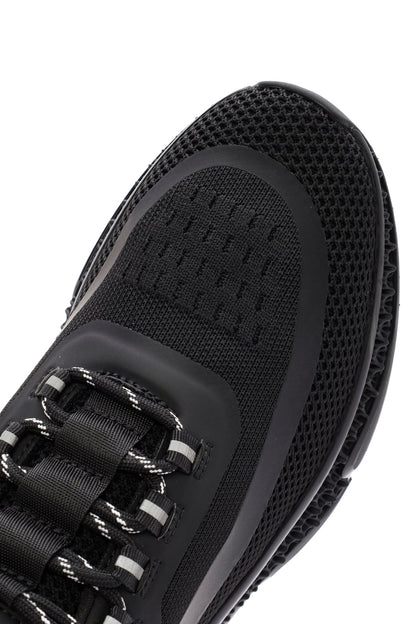 Derimod Zero Erkek Siyah Kalın Tabanlı Bağcıklı Kumaş Sneaker