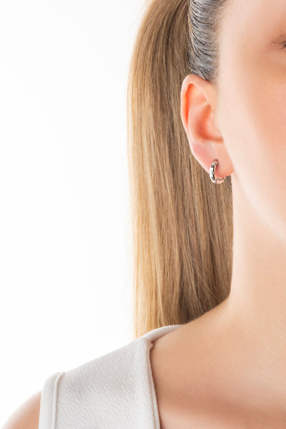 Zarif Yansıma 18 Ayar Beyaz Altın Kaplama Gümüş Halka Küpe 5163070199