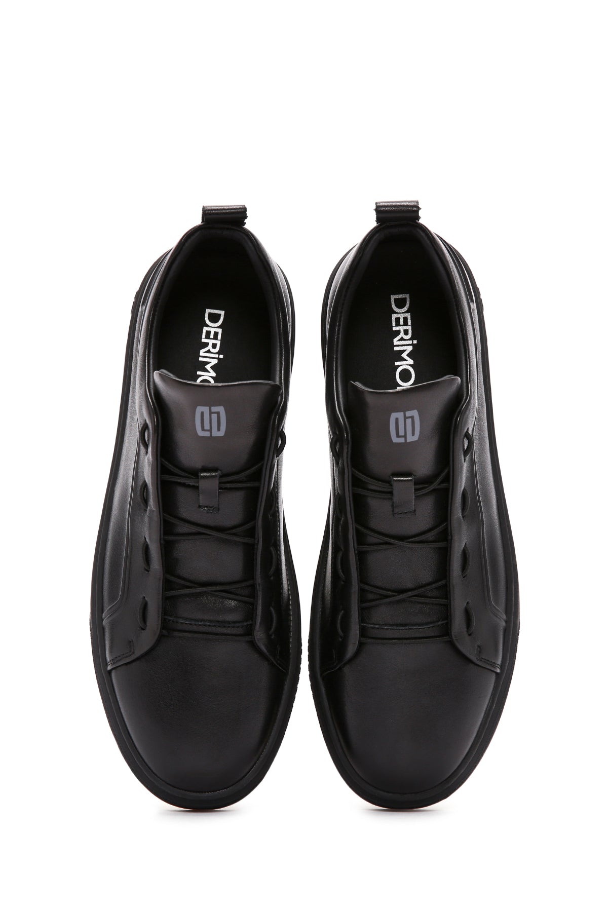 Erkek Siyah Bağcıklı Deri Sneaker