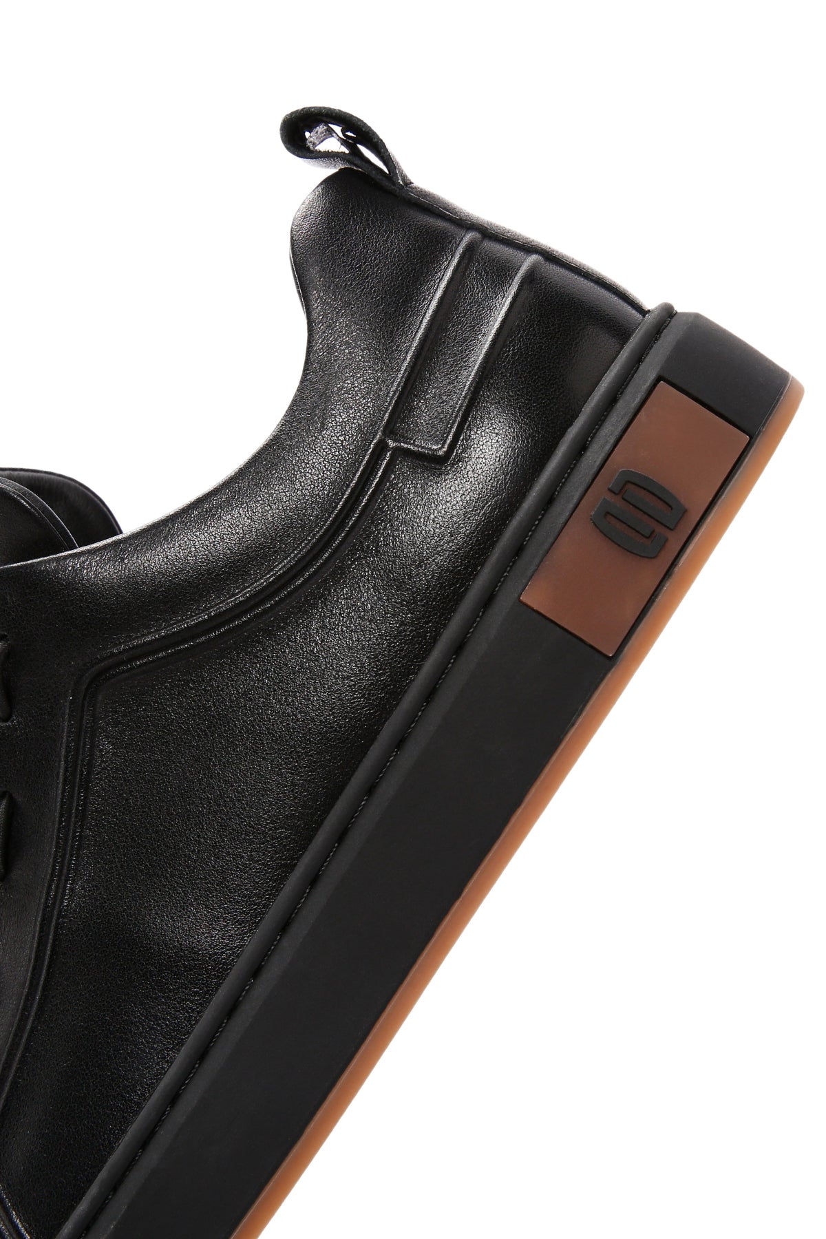 Erkek Siyah Bağcıklı Deri Sneaker