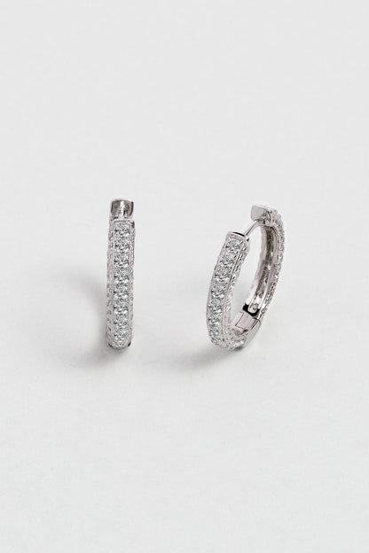 Klasik 18 Ayar Beyaz Altın Kaplama Gümüş Halka Küpe 5163250199