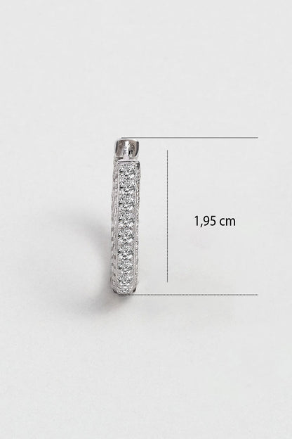 Klasik 18 Ayar Beyaz Altın Kaplama Gümüş Halka Küpe 5163250199