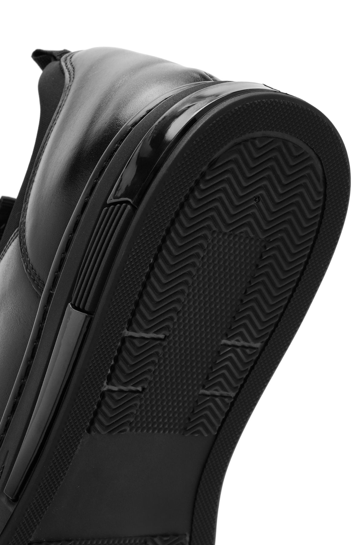 Erkek Siyah Bağcıklı Kalın Tabanlı Deri Sneaker