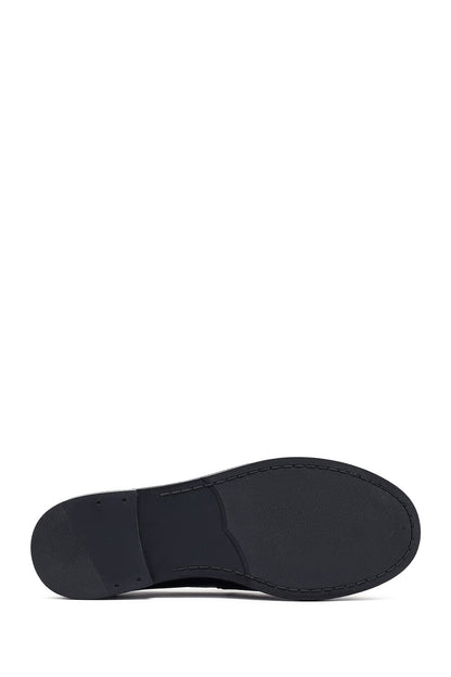 Kadın Siyah Deri Maskülen Loafer