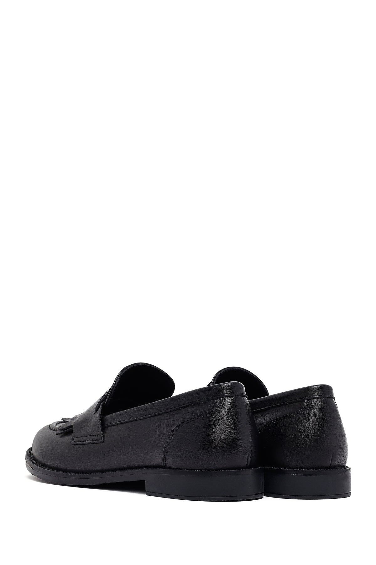 Kadın Siyah Deri Maskülen Loafer