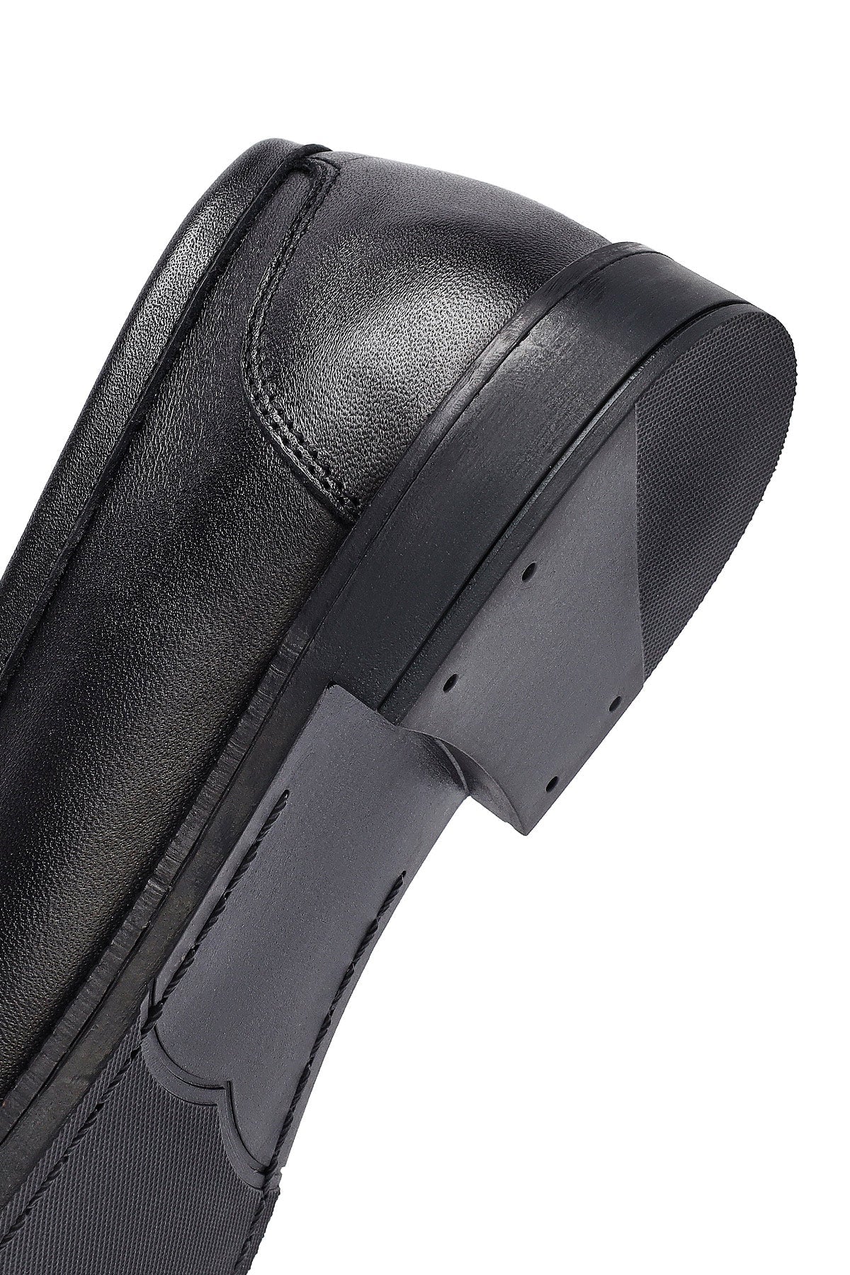 Kadın Siyah Deri Maskülen Loafer