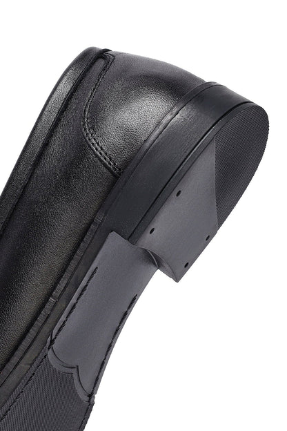 Kadın Siyah Deri Maskülen Loafer