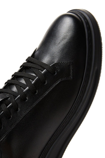 Erkek Siyah Bağcıklı Deri Sneaker