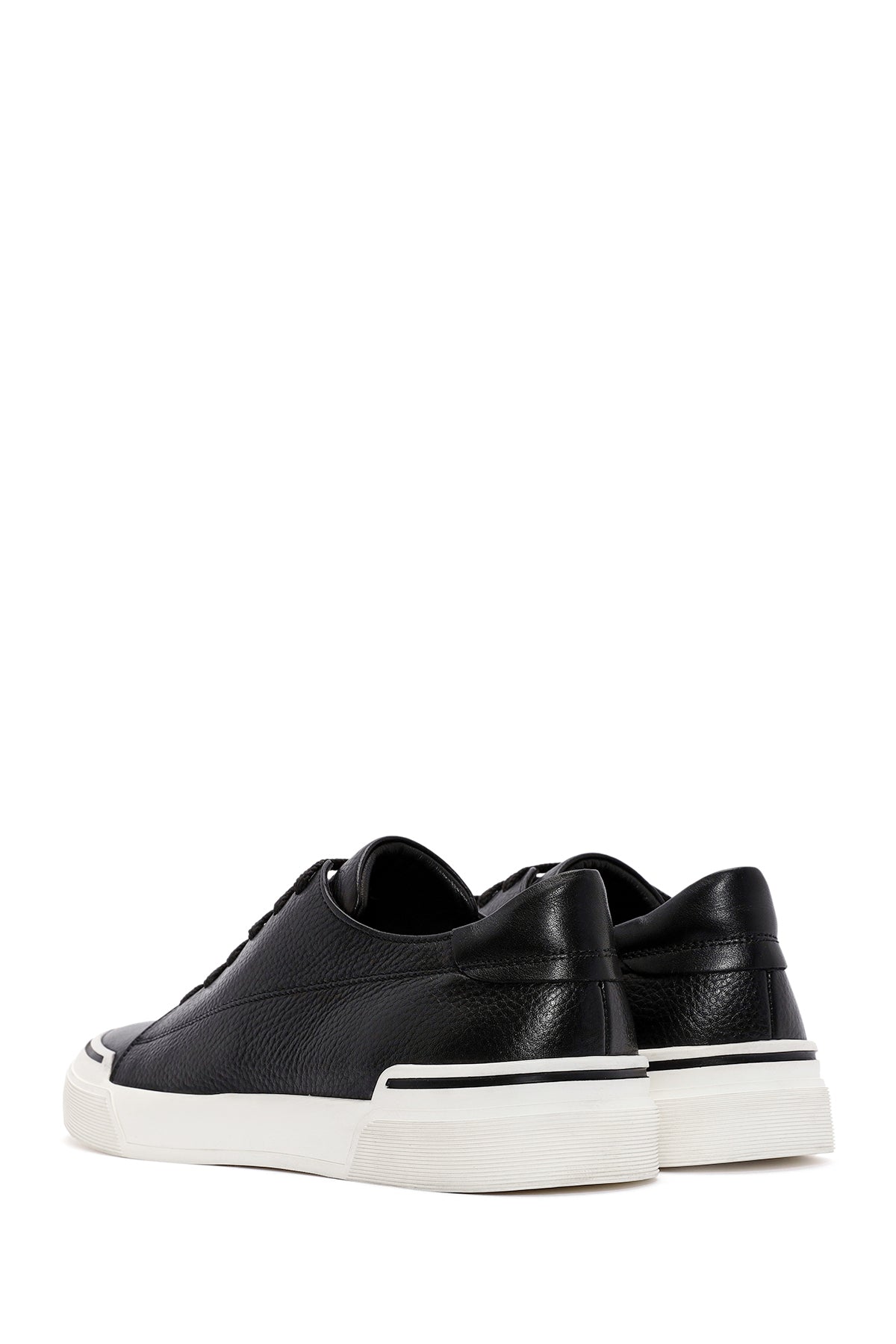 Erkek Siyah Bağcıklı Deri Sneaker