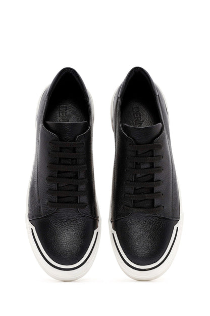 Erkek Siyah Bağcıklı Deri Sneaker