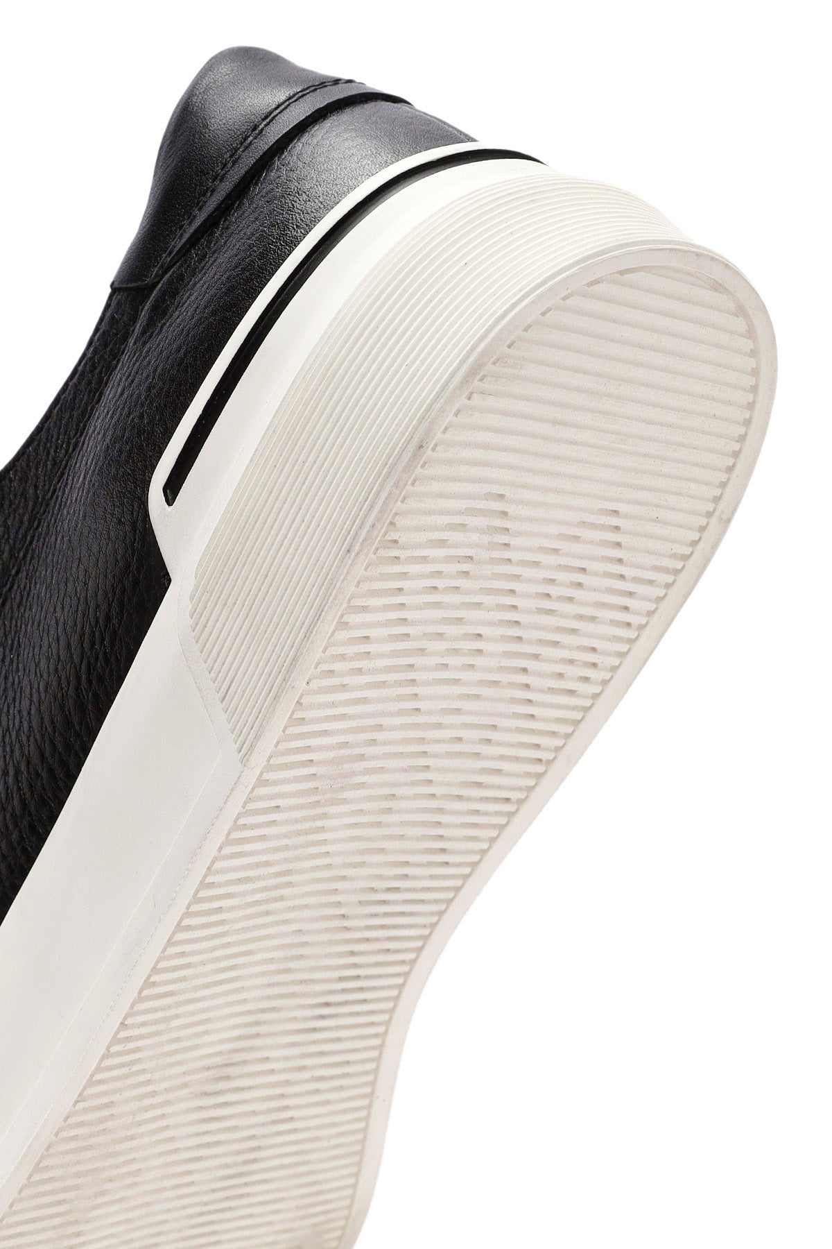 Erkek Siyah Bağcıklı Deri Sneaker
