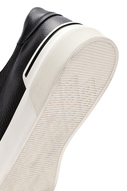 Erkek Siyah Bağcıklı Deri Sneaker