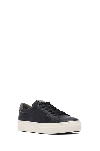 Kadın Siyah Bağcıklı Kalın Tabanlı Deri Sneaker
