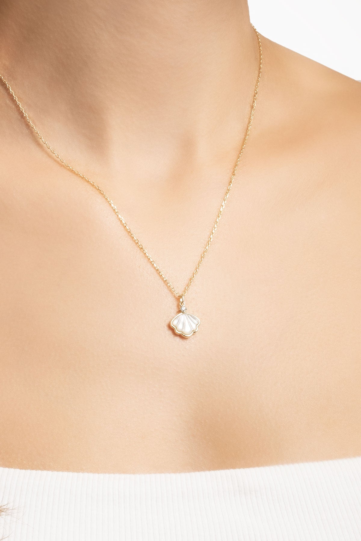 Deniz Kabuğu 18 Ayar Sarı Altın Kaplama 45 Cm Gümüş Kolye 5163794644