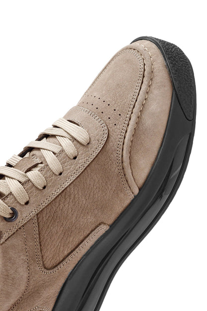 Erkek Vizon Bağcıklı Kalın Tabanlı Nubuk Deri Sneaker