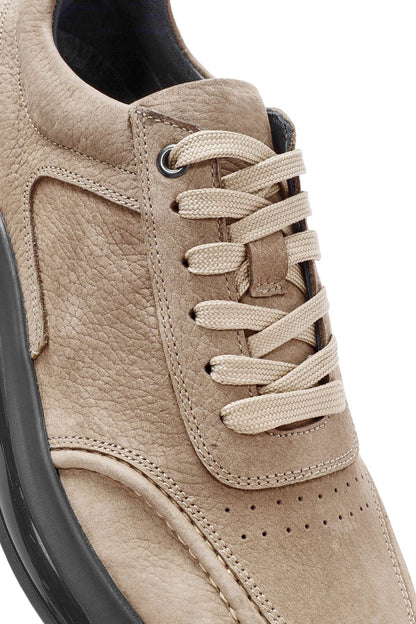Erkek Vizon Bağcıklı Kalın Tabanlı Nubuk Deri Sneaker