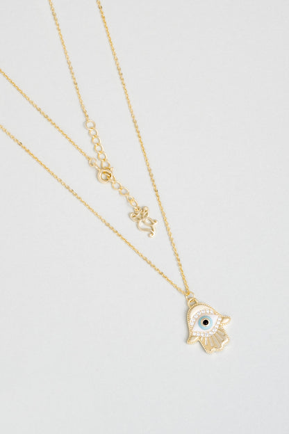 Fatma Ana Eli 18 Ayar Sarı Altın Kaplama 45 Cm Gümüş Kolye 5163860144