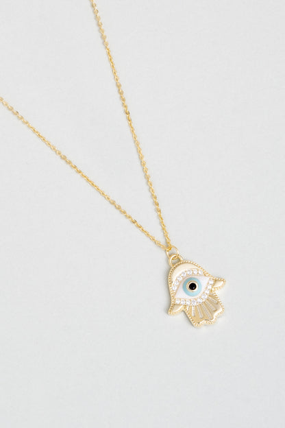 Fatma Ana Eli 18 Ayar Sarı Altın Kaplama 45 Cm Gümüş Kolye 5163860144