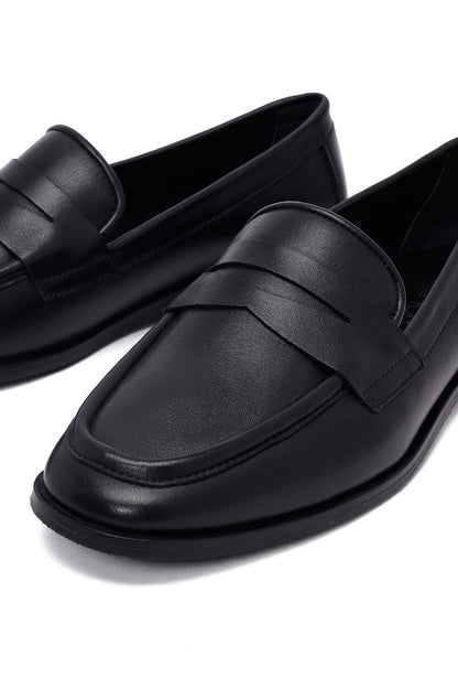 Kadın Siyah Deri Loafer