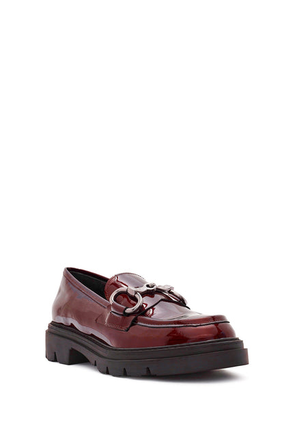 Kadın Bordo Toka Detaylı Rugan Deri Maskülen Loafer