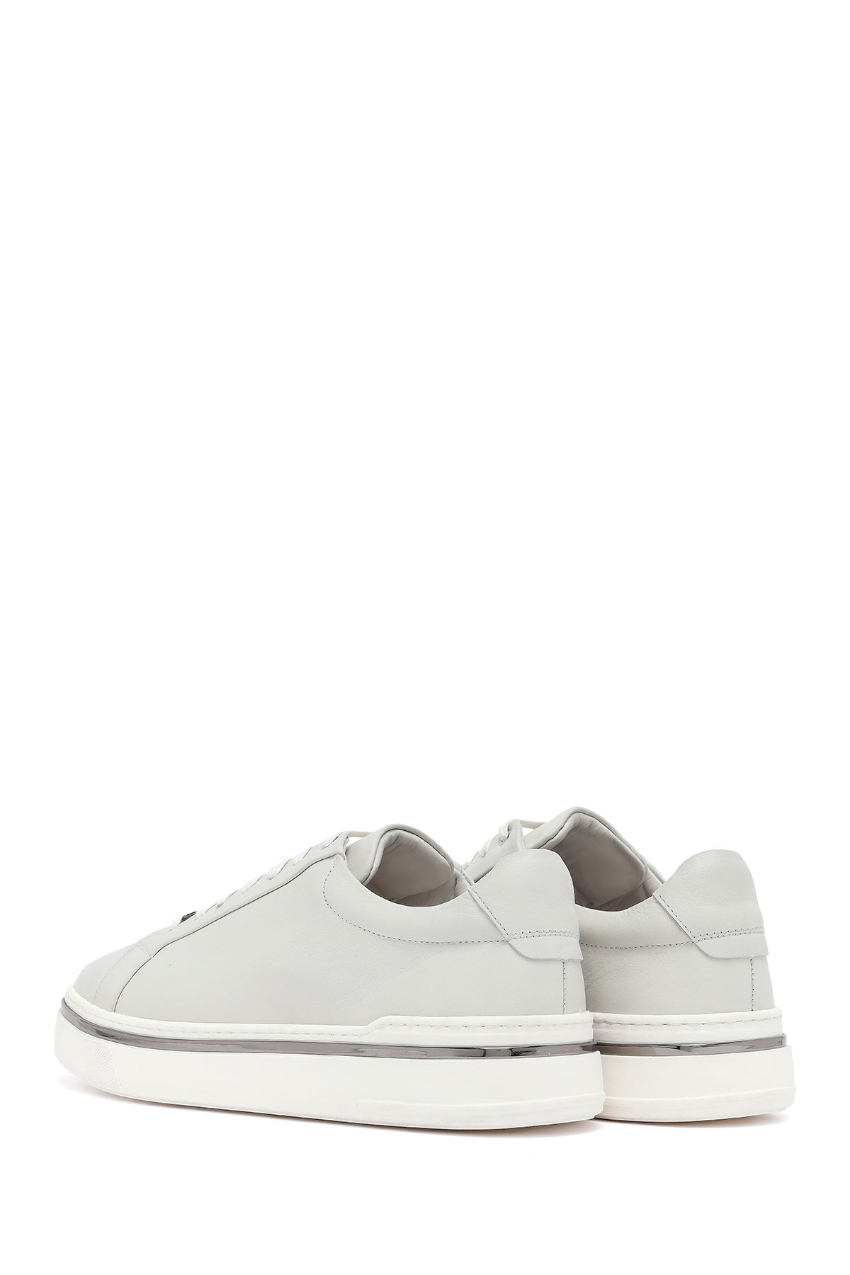 Erkek Beyaz Bağcıklı Deri Sneaker