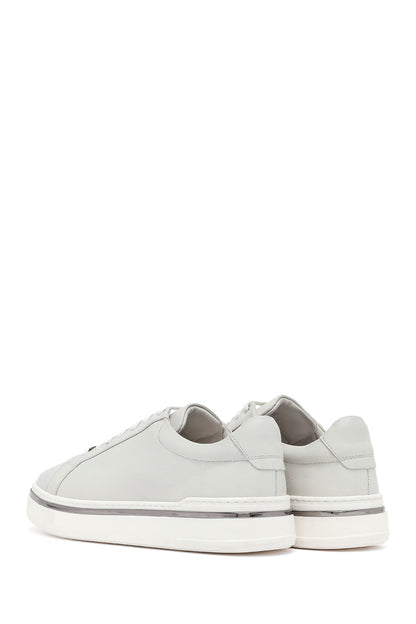 Erkek Beyaz Bağcıklı Deri Sneaker