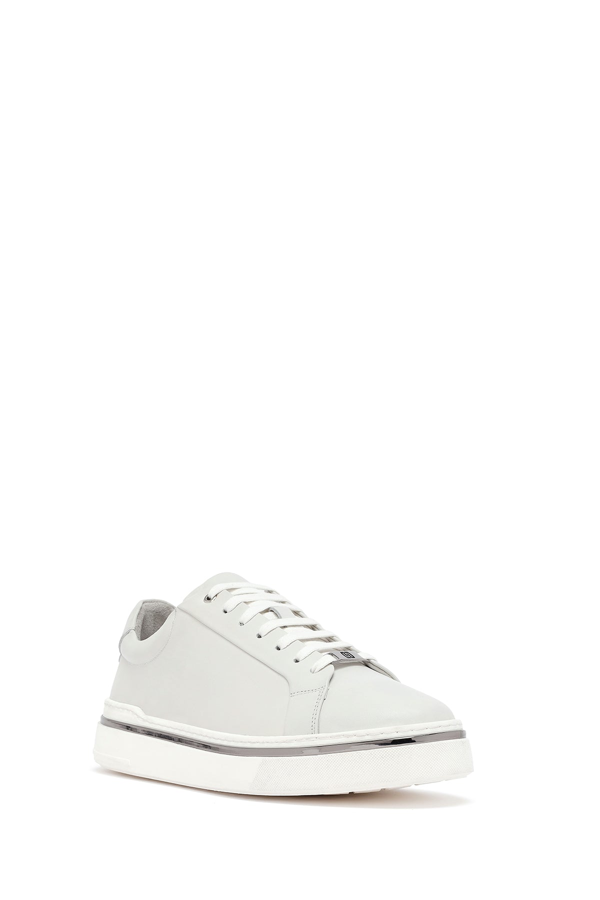 Erkek Beyaz Bağcıklı Deri Sneaker