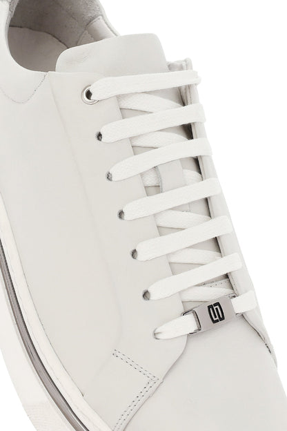 Erkek Beyaz Bağcıklı Deri Sneaker