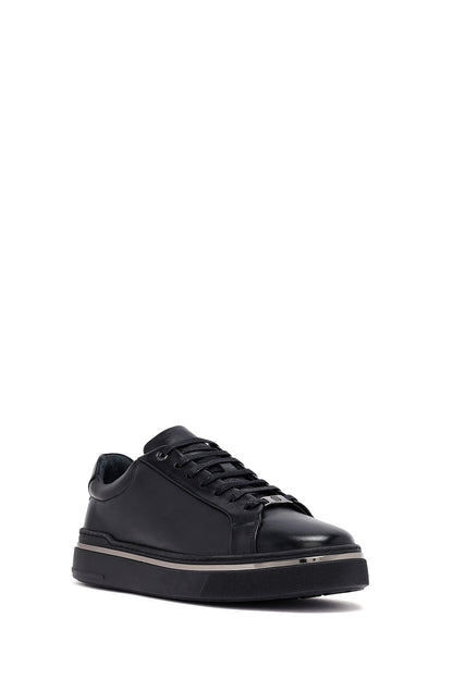 Erkek Siyah Bağcıklı Deri Sneaker