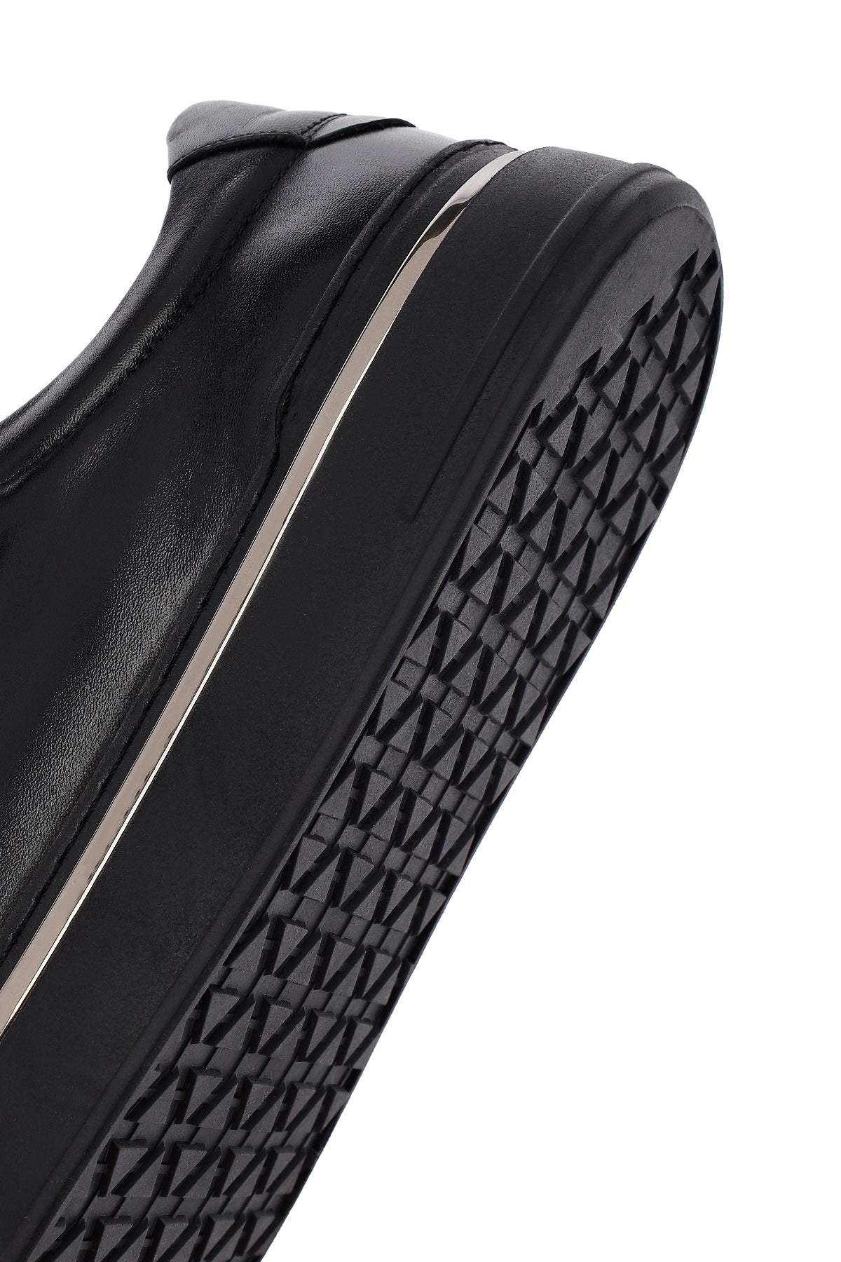 Erkek Siyah Bağcıklı Deri Sneaker