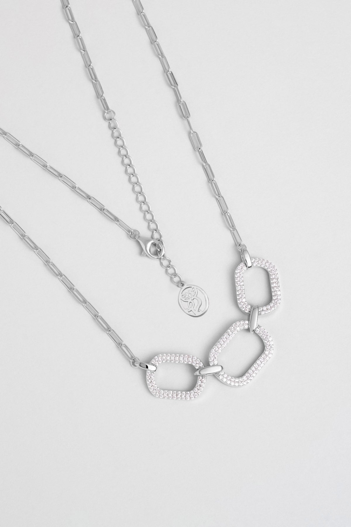 Modern Miras 18 Ayar Beyaz Altın Kaplama 45 Cm Gümüş Kolye 5165030199