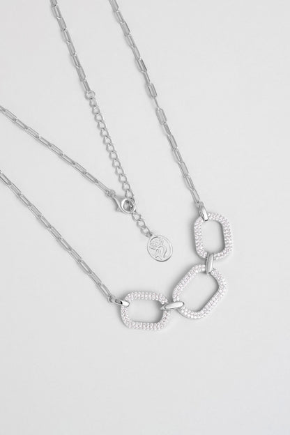 Modern Miras 18 Ayar Beyaz Altın Kaplama 45 Cm Gümüş Kolye 5165030199