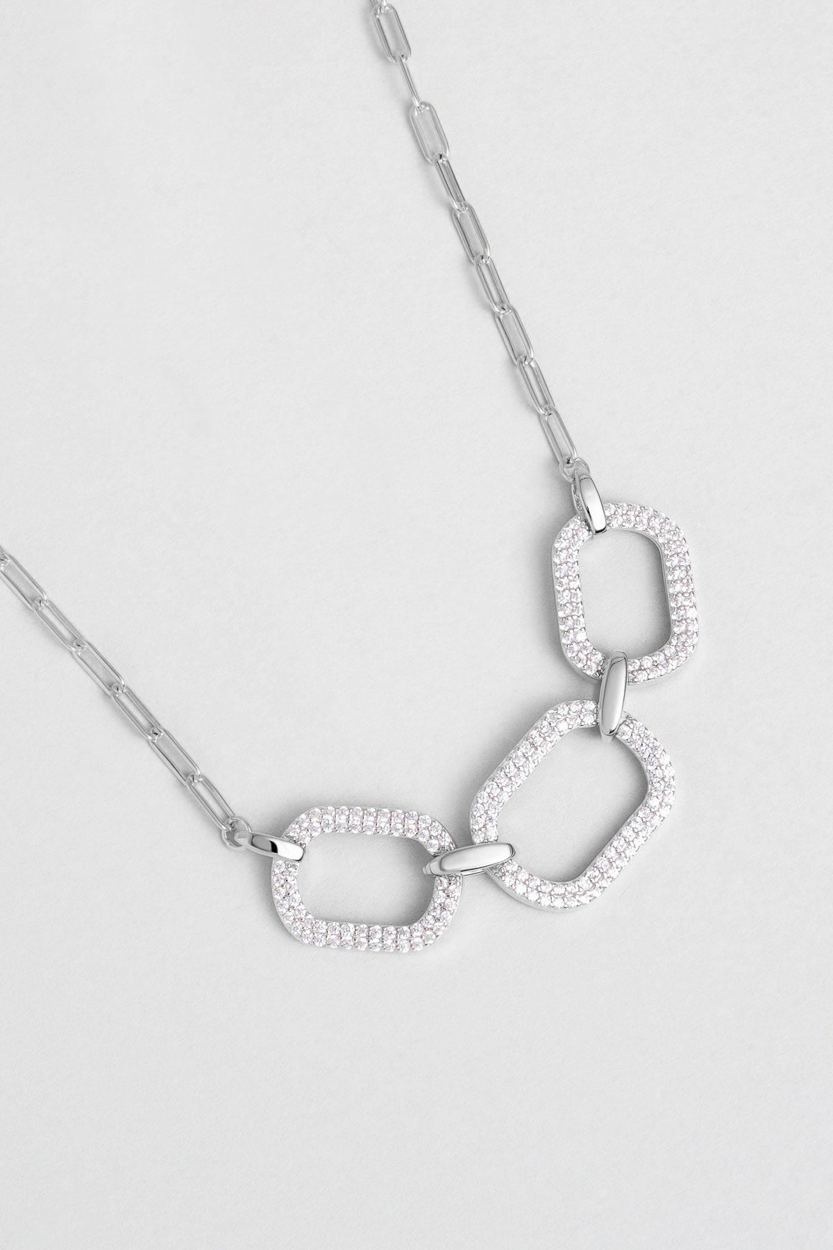 Modern Miras 18 Ayar Beyaz Altın Kaplama 45 Cm Gümüş Kolye 5165030199