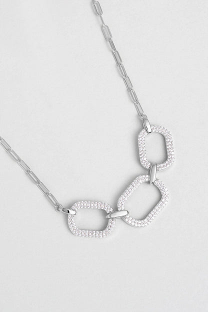 Modern Miras 18 Ayar Beyaz Altın Kaplama 45 Cm Gümüş Kolye 5165030199