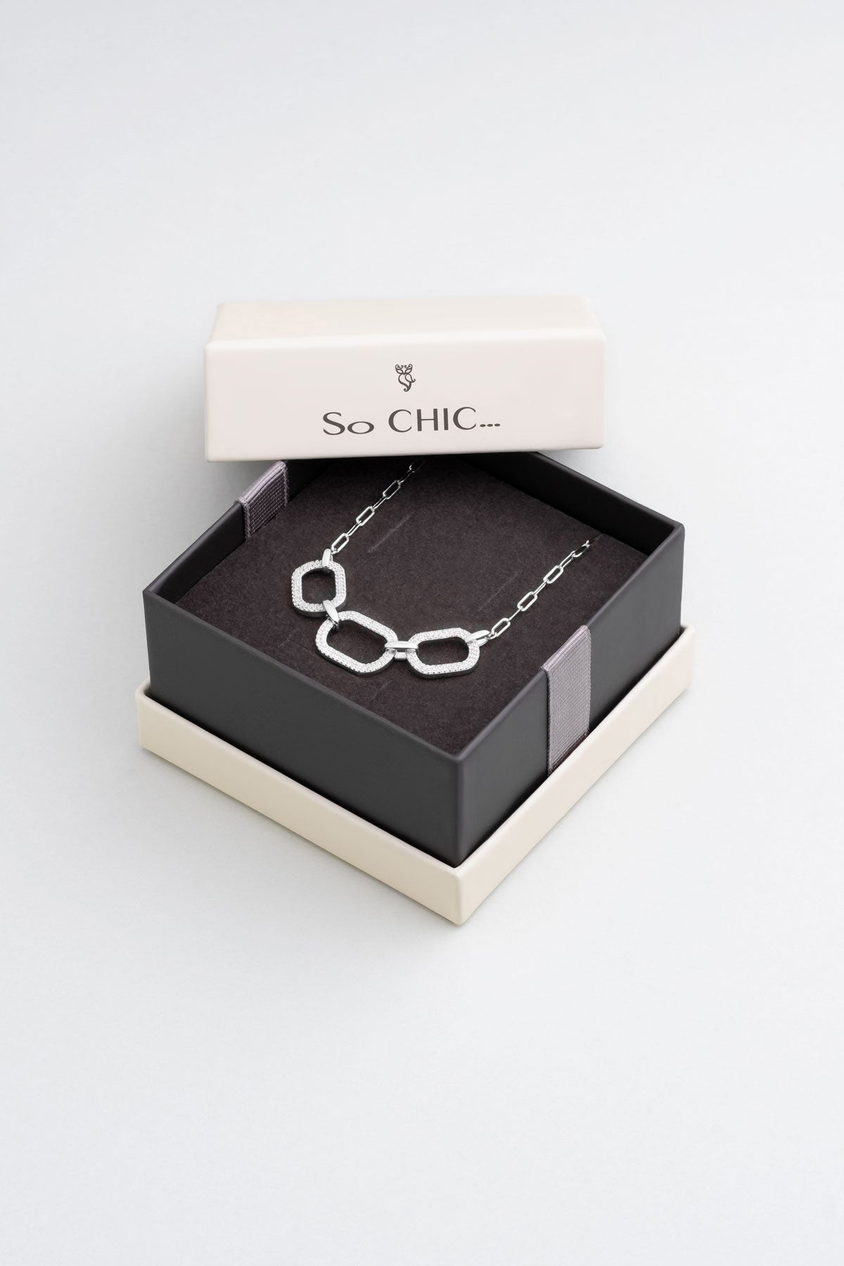 Modern Miras 18 Ayar Beyaz Altın Kaplama 45 Cm Gümüş Kolye 5165030199